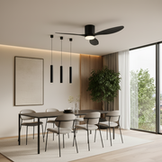 Lustra LED Ventilator VENTIS cu Telecomanda, 21 W, D80cm, Lumina Rece/Neutra/Calda, Metal si Plastic, Negru