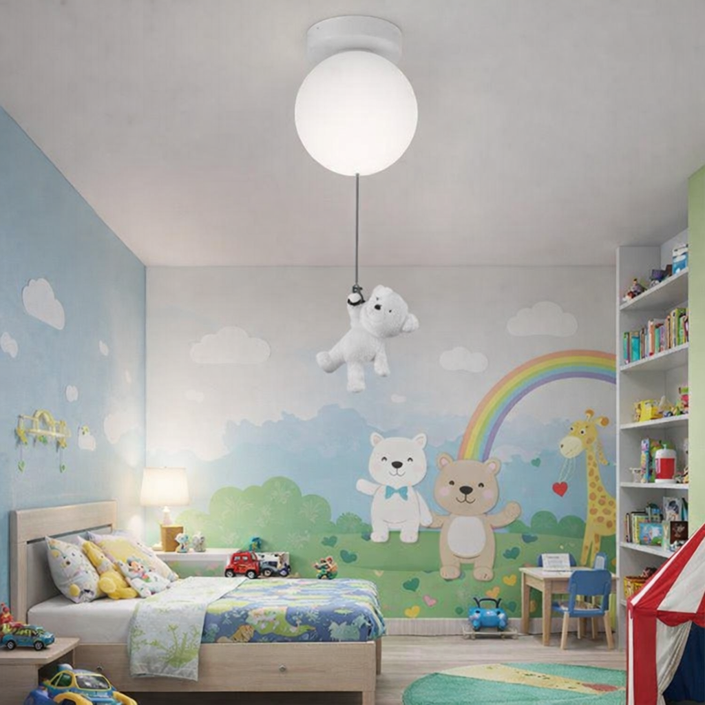 Lustra LED URSULETI CP210 Glob 15cm, Inaltime 47cm, 1xE27, Suspendata, Metal si Acril Lustre Copii Default Title Alessandro Design