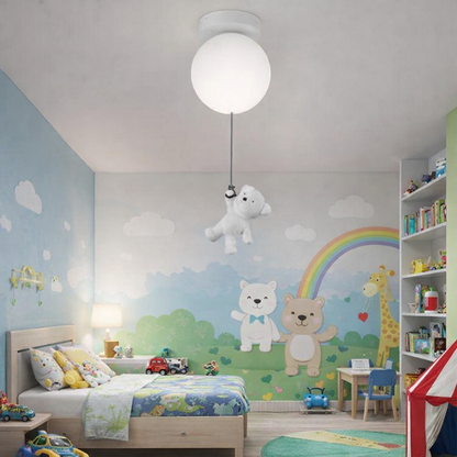 Lustra LED URSULETI CP210 Glob 15cm, Inaltime 47cm, 1xE27, Suspendata, Metal si Acril Lustre Copii Default Title Alessandro Design
