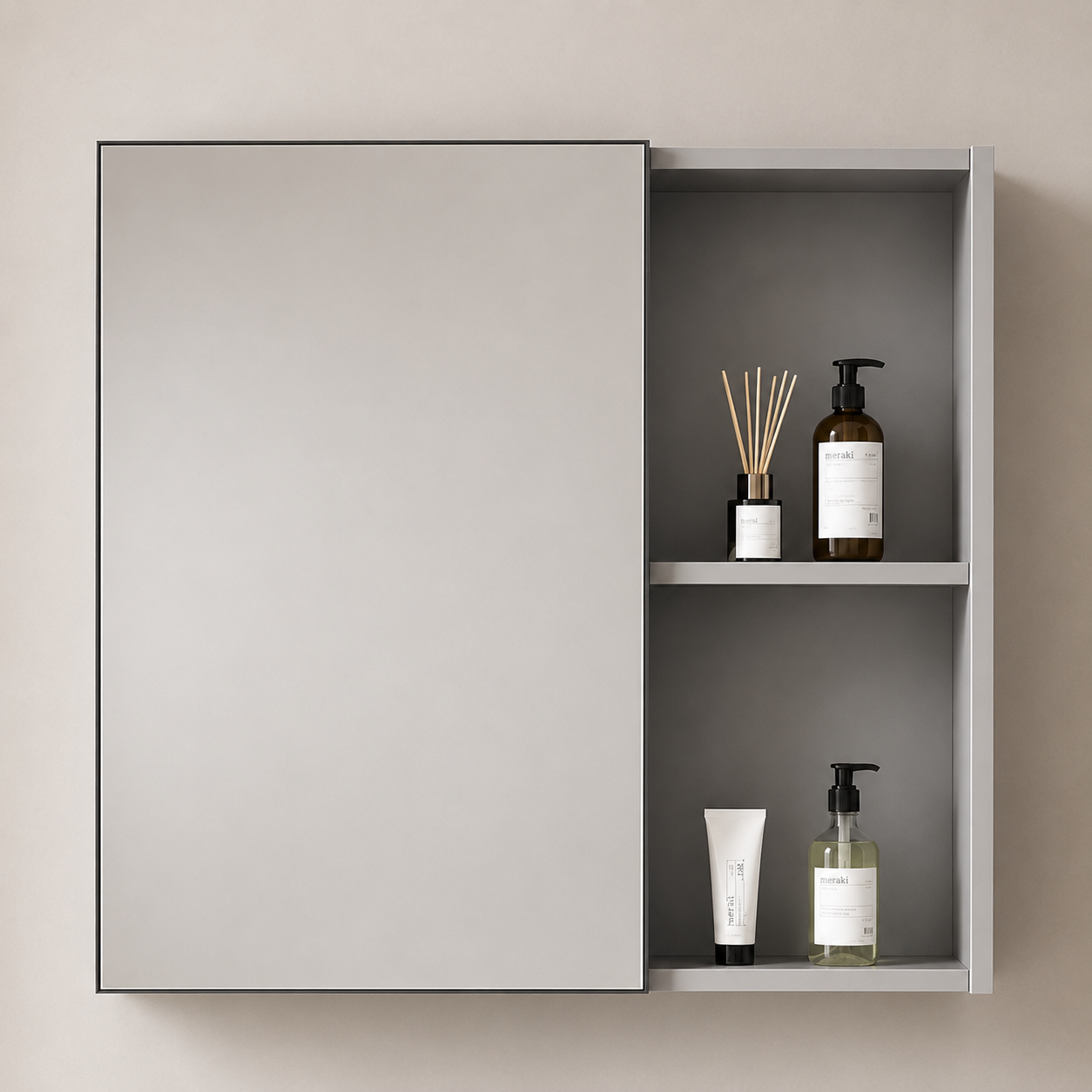 Set Mobilier TIVOLI pentru Baie , Dulap Lavoar+Dulap Oglinda 60cm, 2 Piese, Gri si Alb Mobilier Baie Default Title Alessandro Design