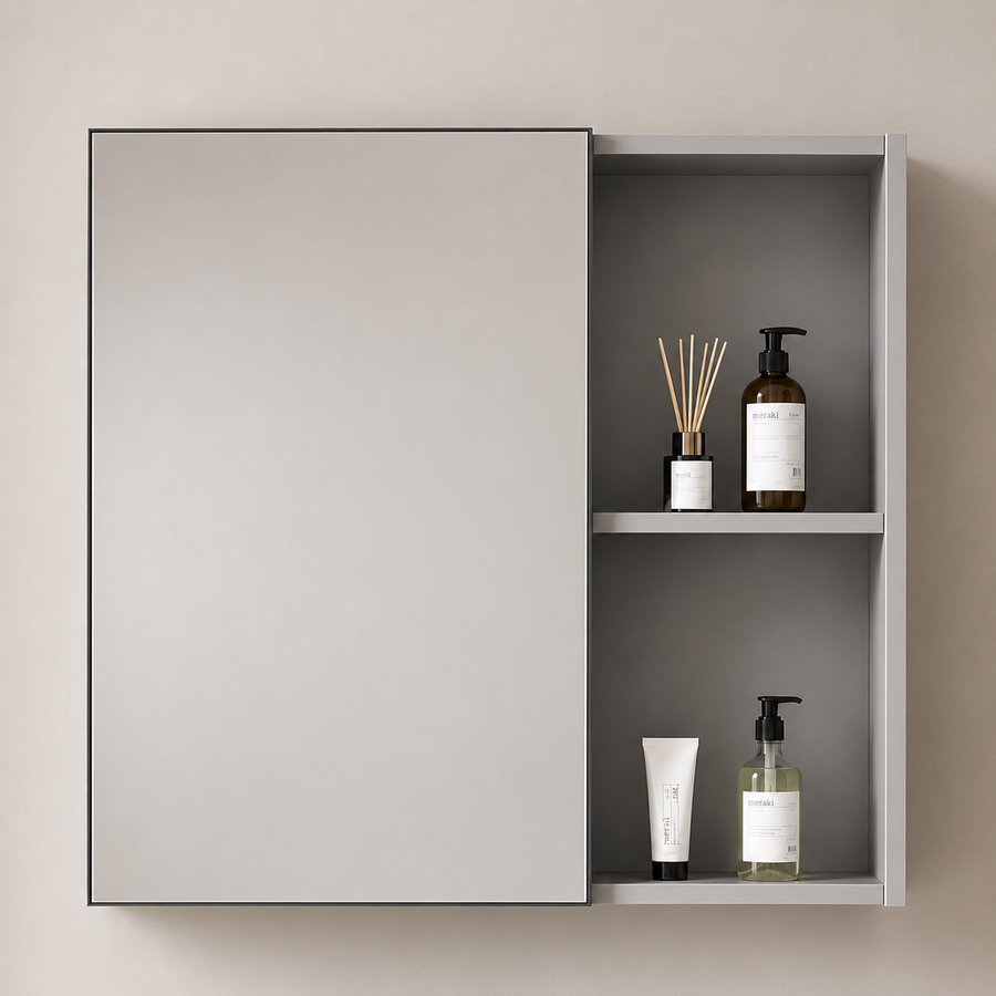 Set Mobilier TIVOLI pentru Baie , Dulap Lavoar+Dulap Oglinda 60cm, 2 Piese, Gri si Alb Mobilier Baie Default Title Alessandro Design