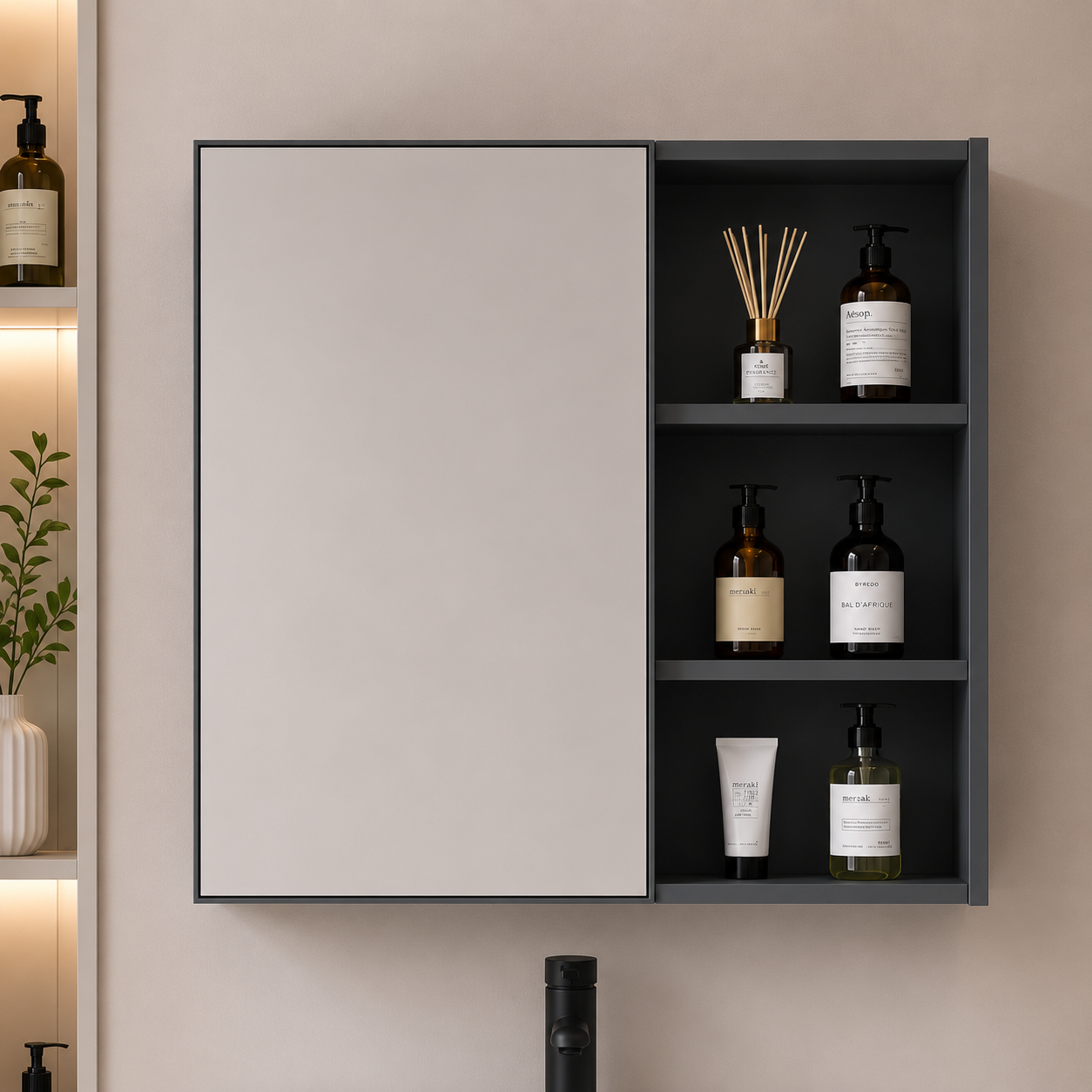 Set Mobilier VION pentru Baie ,Dulap Lavoar+Dulap Oglinda 60cm, 2 Piese, Gri si Alb Mobilier Baie Default Title Alessandro Design