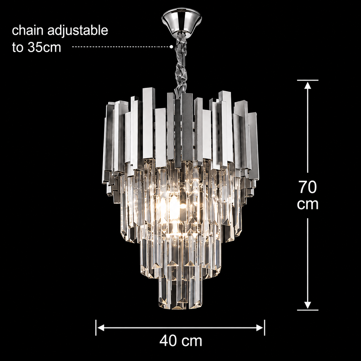 Crystal Chandelier BLOIS Nobile 5xE14, Diameter 40cm, Chrome, Adjustable Height Crystal Chandeliers Default Title Alessandro Design