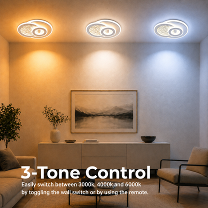 KOMPACTO LED Chandelier 47W, 3 Circles, Cold/Warm/Neutral light, White LED Chandeliers Default Title Alessandro Design