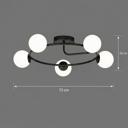 Lustra LED si cristal ORBIT, 72cm, 5xE27, Globuri, Negru