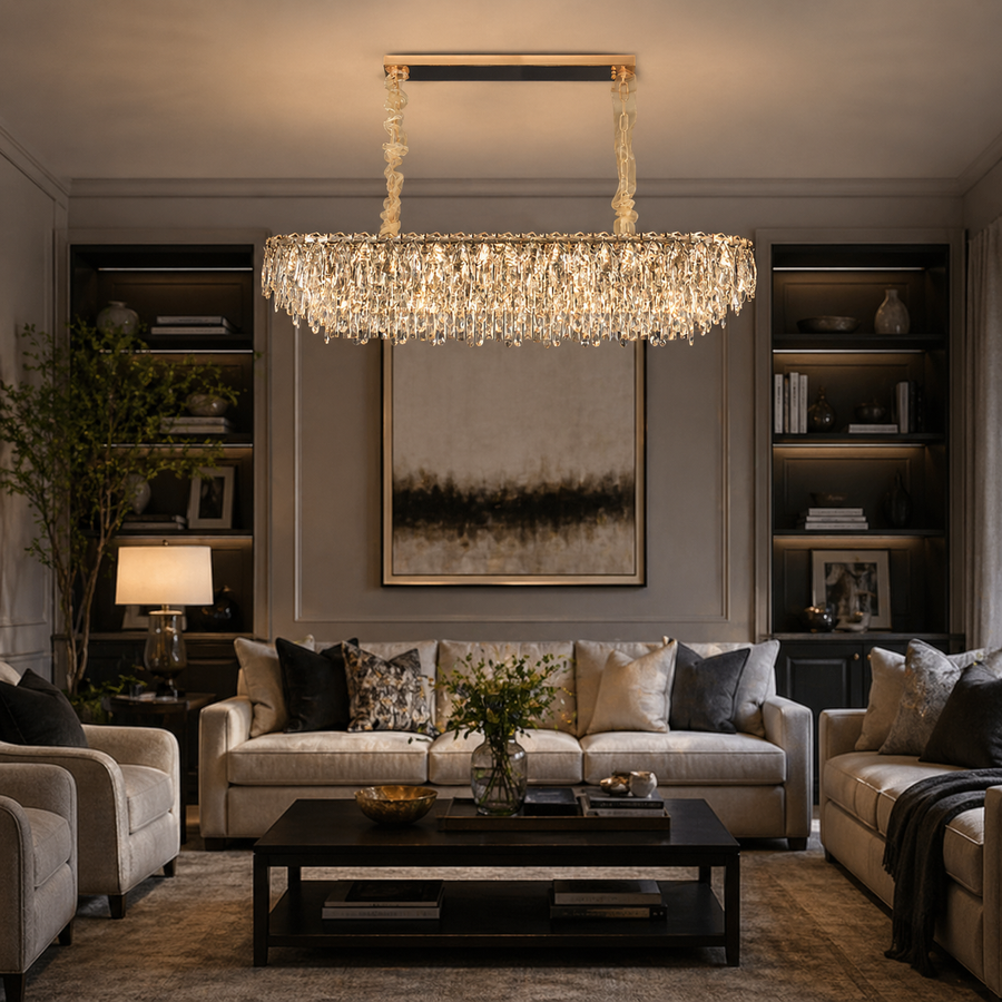 Candelabru Cristal ORION 19xE14, Auriu, Inaltime Reglabila, Metal si Cristal Candelabre Cristal Default Title Alessandro Design