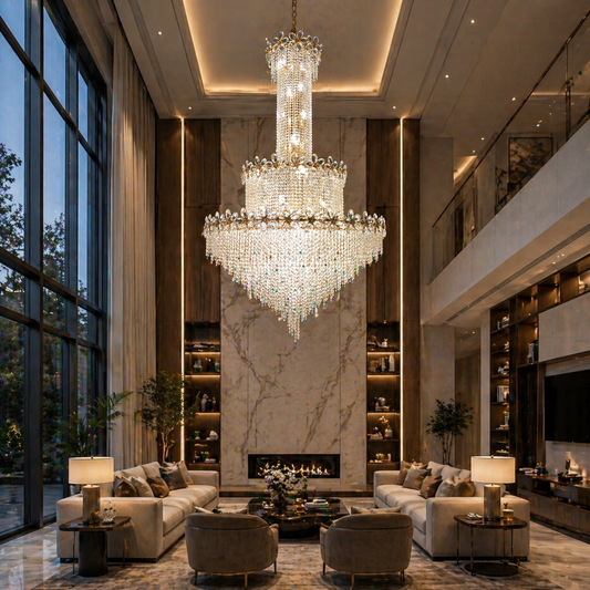 Candelabru Cristal BLOSSSOM Supremo 48xE14, Auriu, Diametru 150cm, Inaltime Reglabila Candelabre Cristal Default Title Alessandro Design