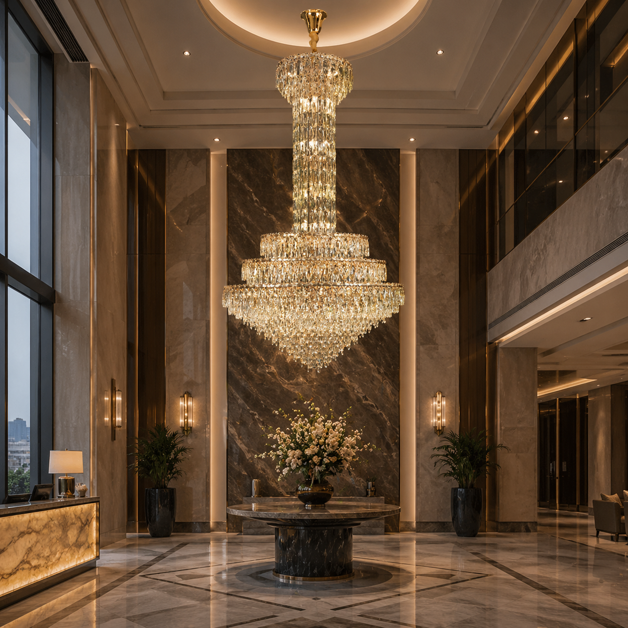 Candelabru Cristal GRAND 87xE14, D138 cm, Auriu, Inaltime Reglabila, Metal si Cristal Candelabre Cristal Default Title Alessandro Design