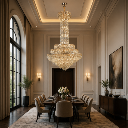 Candelabru Cristal GRAND 87xE14, D138 cm, Auriu, Inaltime Reglabila, Metal si Cristal Candelabre Cristal Default Title Alessandro Design