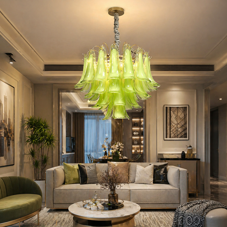 Candelabru Cristal MURANO Eleganza 4xE14, D50 cm, Verde, Inaltime Reglabila, Metal si Cristal Candelabre Cristal Default Title Alessandro Design