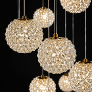 Candelabru Cristal MILLE, 7xG9 , Diametru 60cm x Inaltime 340cm, Cristal si Metal, Auriu