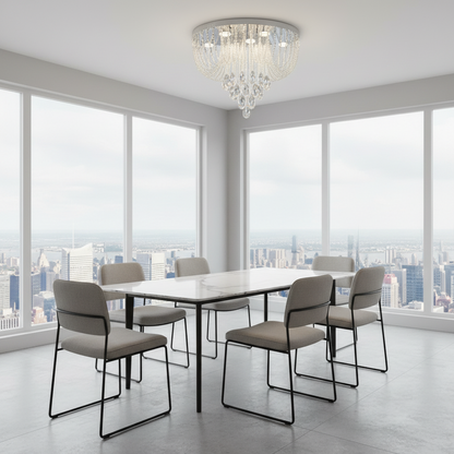 Candelabru LED Cristal MAGE Eleganza, 26W, Lumina Calda/Neutra/Rece, Diametru 50cm, Crom Lucios