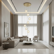 Candelabru Cristal MILLE, 7xG9 , Diametru 60cm x Inaltime 340cm, Cristal si Metal, Auriu