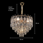Candelabru Cristal VELVET Eleganza, 9xE14, D50 cm, Auriu, Inaltime Reglabila, Metal si Cristal