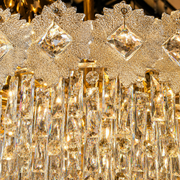 Candelabru Cristal FLEUR Magno 12xE14, Diametru 60cm, Inaltime 45cm, Auriu Lucios, Inaltime Reglabila, Design Elegant