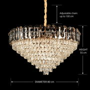 Candelabru Cristal AURUM Regalis 22xE14, Diametru 80cm, Inaltime 55cm, Auriu Lucios, Inaltime Reglabila, Design Elegant