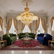 Candelabru Cristal PALACE Supremo 29xG9, D115cm, Auriu Lucios, Inaltime Reglabila, Metal si Cristal Candelabre Cristal Default Title Alessandro Design