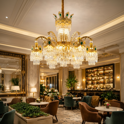 Crystal Chandelier Regalis 11x E14, Diameter 85cm, Shiny Gold, Adjustable Height, Metal and Crystal