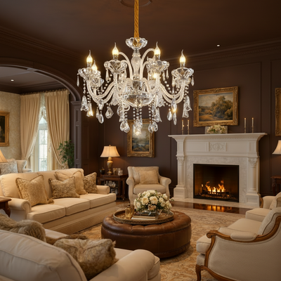 Crystal Chandelier Regalis 11x E14, Diameter 85cm, Shiny Gold, Adjustable Height, Metal and Crystal