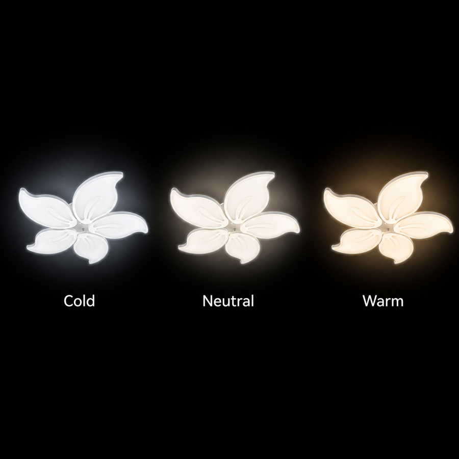 LED chandelier with remote control JASMINE 66W, 5 Petals, Cold/Warm/Neutral light, Dimmable, White LED chandelier with remote control Default Title Alessandro Design