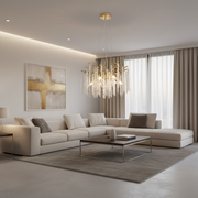 Candelabru Cristal ARBUS Eleganza, Φ50cm, 6xE14, Auriu, Metal si Cristal