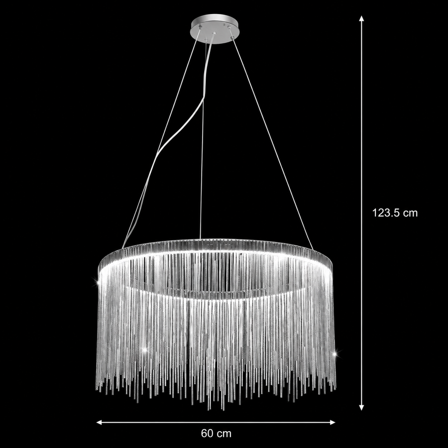 Suspended LED chandelier with remote control ILLUMINA MAGNUS, 38W, Cold/Warm/Neutral light, Dimmable, Shiny Chrome