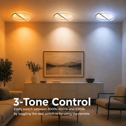 LED chandelier with remote control VECTOR ARCUS 52W, 2 Elements, Cold/Warm/Neutral light, Dimmable, Black White, Metal