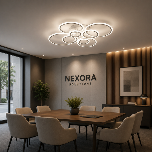 LED chandelier with remote control BETTY 127W, 8 Circles, Cold/Warm/Neutral light, Dimmable, White