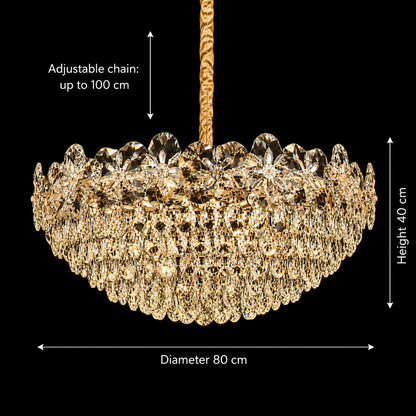 Candelabru Cristal JARDIN Regalis 24xE14, Diametru 80cm, Inaltime 40cm, Auriu Lucios, Inaltime Reglabila, Design Elegant Candelabre Cristal Default Title Alessandro Design