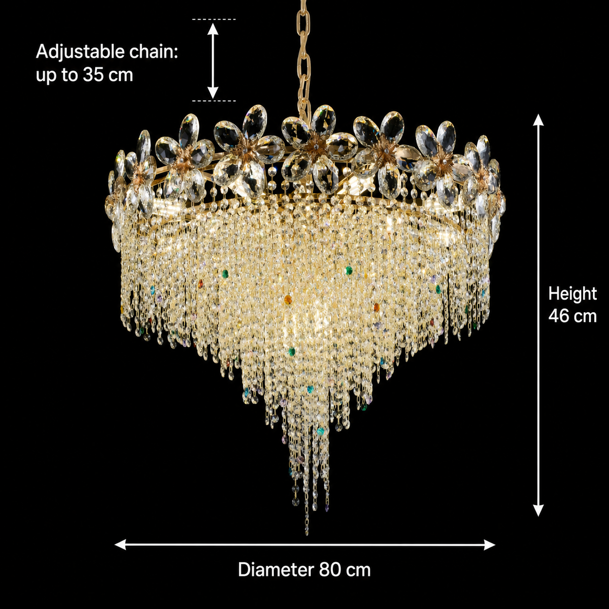 Candelabru Cristal BLOSSOM Regalis, 14xE14, 80cm, Auriu Lucios, Inaltime Reglabila, Metal si Cristal Candelabre Cristal Default Title Alessandro Design