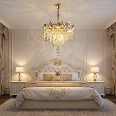 Crystal Chandelier Regalis 11x E14, Diameter 85cm, Shiny Gold, Adjustable Height, Metal and Crystal