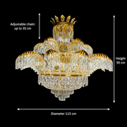 Candelabru Cristal PALACE Supremo 29xG9, D115cm, Auriu Lucios, Inaltime Reglabila, Metal si Cristal Candelabre Cristal Default Title Alessandro Design