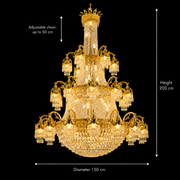Candelabru Cristal , 61xE14, Diametru 150cm, Inaltime 200cm, Auriu Lucios, Inaltime Reglabila, Design Elegant Candelabre Cristal Default Title Alessandro Design