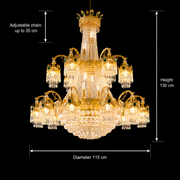 Candelabru Cristal , 31xE14, Diametru 115cm, Inaltime 130cm, Auriu Lucios, Inaltime Reglabila, Design Elegant Candelabre Cristal Default Title Alessandro Design