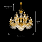 Candelabru Cristal 19xE14, D95cm, Auriu Lucios, Inaltime Reglabila, Metal si Cristal Candelabre Cristal Default Title Alessandro Design