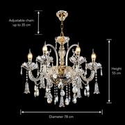 Candelabru Cristal 6xE14, D68cm, Argintiu, Inaltime Reglabila, Metal si Cristal Candelabre Cristal Default Title Alessandro Design