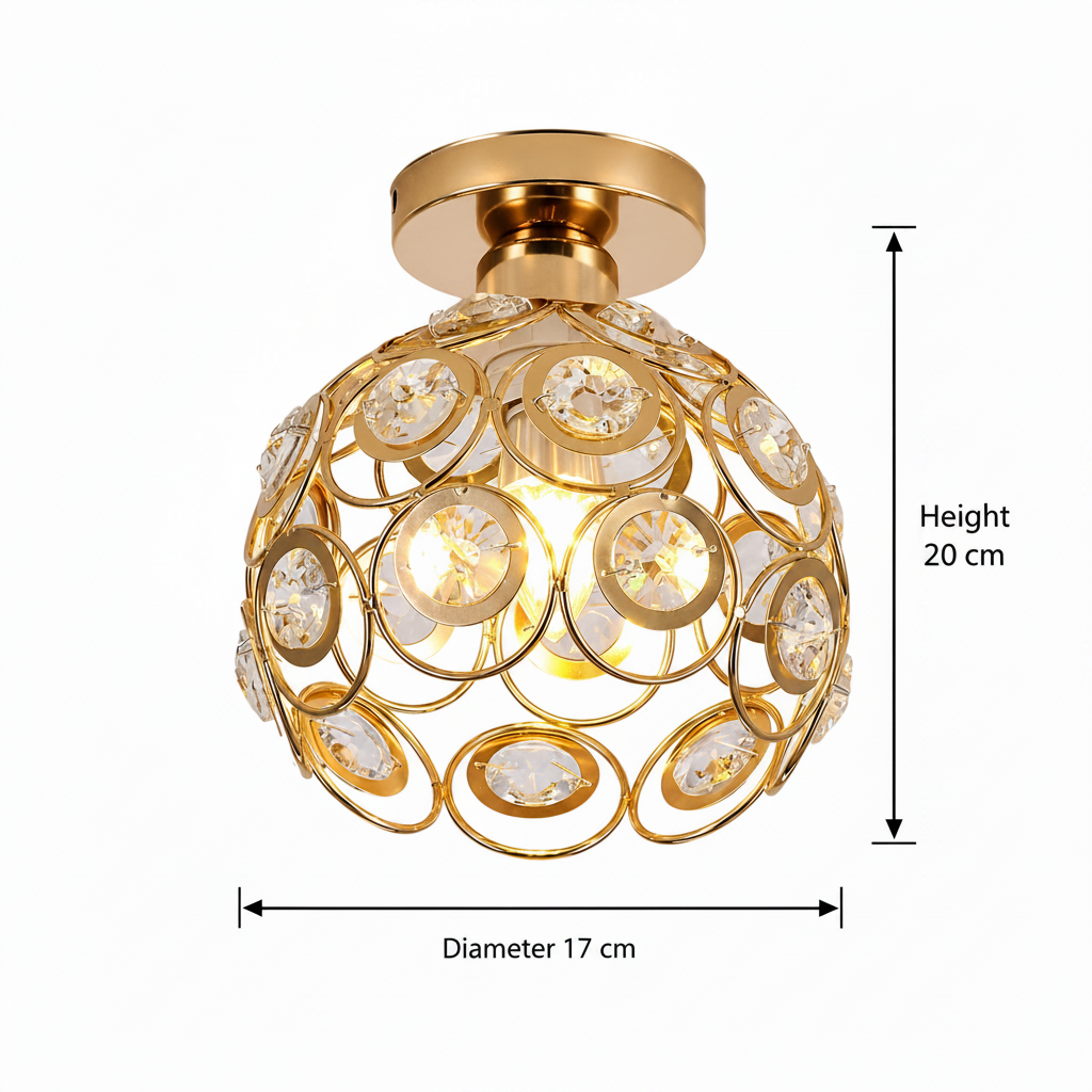 Vera Chandelier, 1xE27, D18H15cm, Gold, Metal and Crystal Classic Chandeliers Default Title Alessandro Design