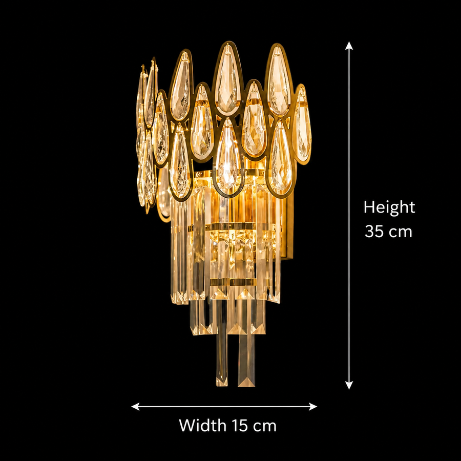 ALHAMBRA Cristal wall lamp 2x E14, 35x15cm, Gold Interior wall lamps Default Title Alessandro Design