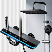 Coloana de dus MARX, Metal, Para Patrata, Efect Ploaie, 3 Functii, Montare Pe Perete, Negru, Accesorii Incluse