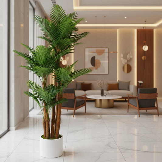Planta Artificială Copac Tip Palmier, 4 brate, 170 cm, Verde, cu Ghiveci