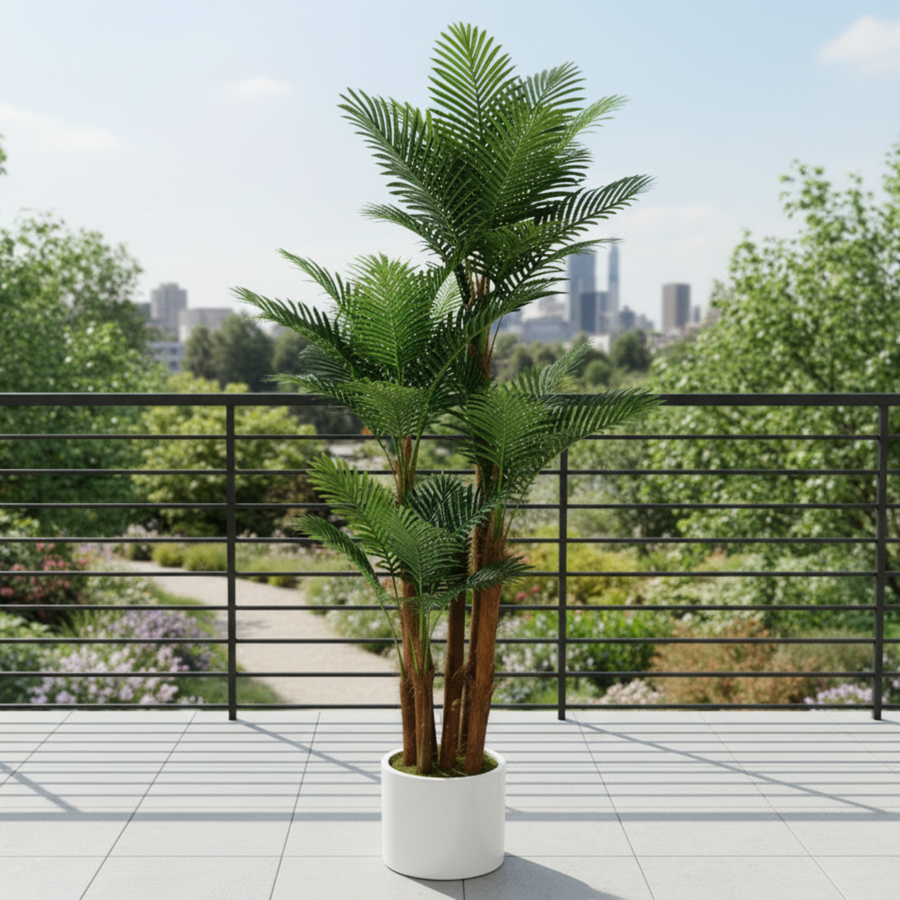 Planta Artificială Copac Tip Palmier, 4 brate, 170 cm, Verde, cu Ghiveci