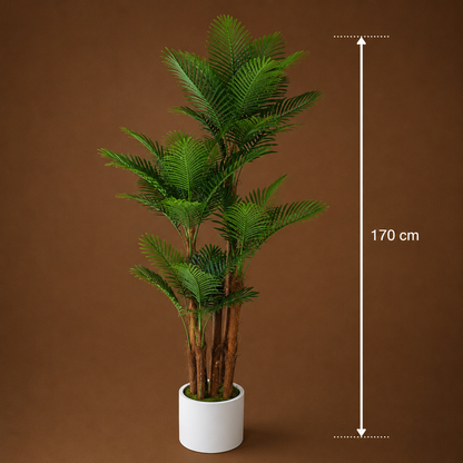 Planta Artificială Copac Tip Palmier, 4 brate, 170 cm, Verde, cu Ghiveci