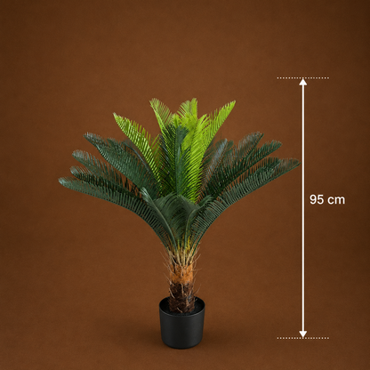 Planta Artificială Copac Tip Palmier, 18 frunze, 95 cm, Verde, cu Ghiveci