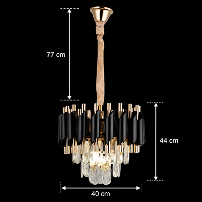 Nobile VERSAILLES Crystal Chandelier 5xE14, Diameter 40cm, Shiny Gold and Black