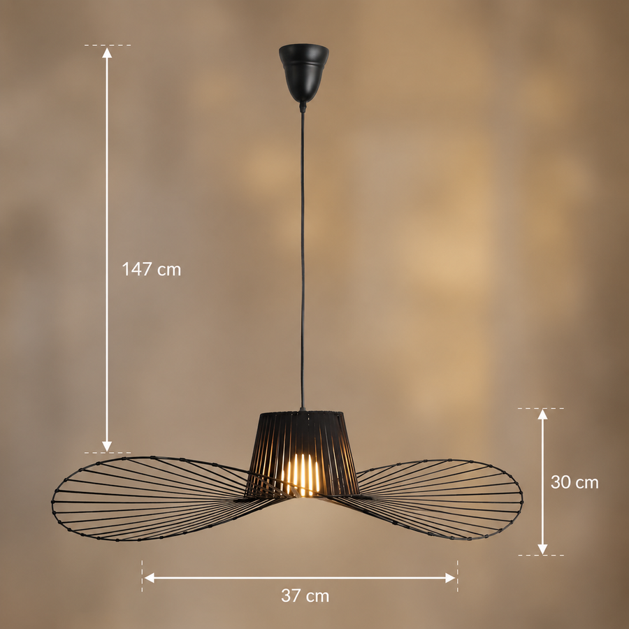 Hanging Chandelier ELIAS 37cm, 1x E27, Metal, Black