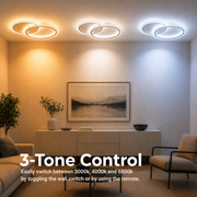 LED chandelier with remote control LUCY 27W, 2 Circles, Cold/Warm/Neutral light, Dimmable, White, Metal and Acrylic