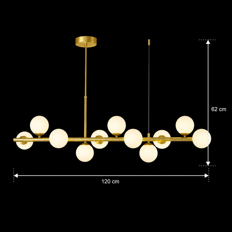 LOFT Pavilion modern bulb chandelier, 11x G9, Gold, Metal, Adjustable height