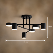 LED chandelier GALIOS 26W, 6 Elements, Cold/Warm/Neutral light, Black