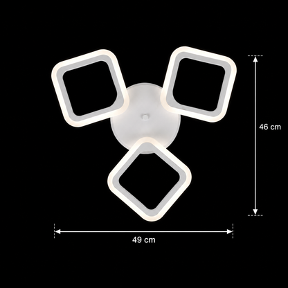 LED Chandelier ERIKA 20W, 3 Squares, Warm/Neutral/Cold Light, White, Metal and Acrylic