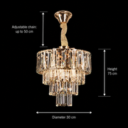 Candelabru Cristal VALMONT Petito 3xE14, D30 cm, Auriu, Inaltime Reglabila, Metal si Cristal Candelabre Cristal Default Title Alessandro Design